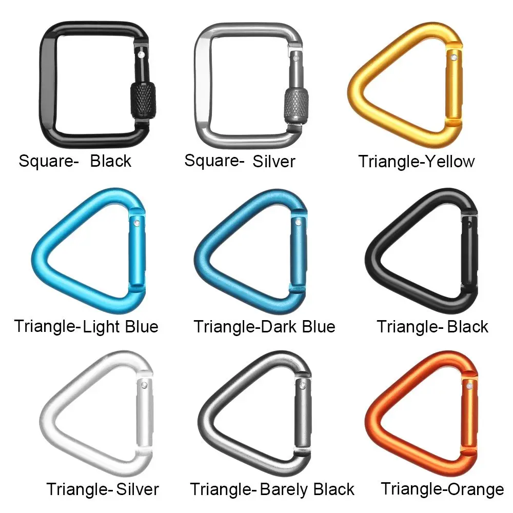 Triangle/Square Colorful Carabiner Outdoor Camping Hiking Keychain Snap Clip Hook Kettle Buckle Water Bottle Hook Accessories