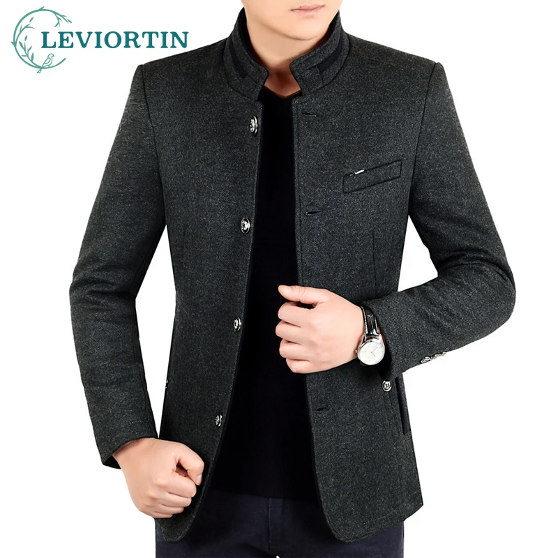 Autumn Winter Wool Coat Men Leisure Long Woolen Coats Men's Pure Color Business Casual Fashion Jackets Men Wool Overcoat Outwear