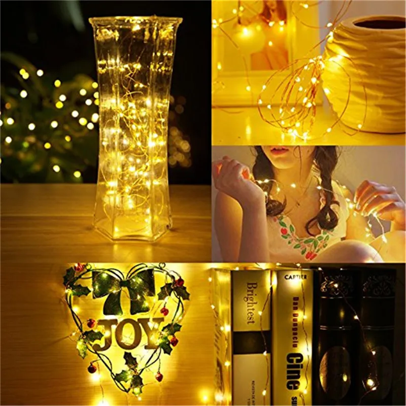 2M 5M 10M Lighting Chain Led Holiday Colored Lights Christmas Wedding Decoration Star String Warm White USB Copper Wire Light