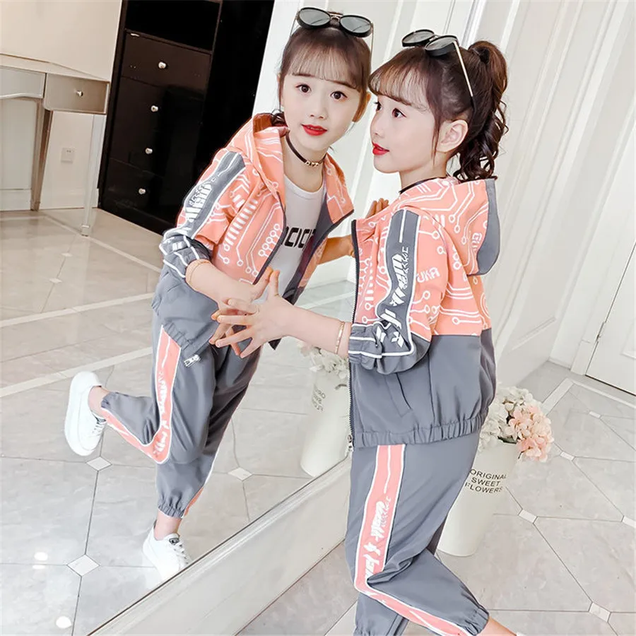 Girls Clothing Sets Teenage Autumn Tracksuit Kids Plus Size Sportswear Girls Suit Costume Sports Suits 6 8 10 12 years olds