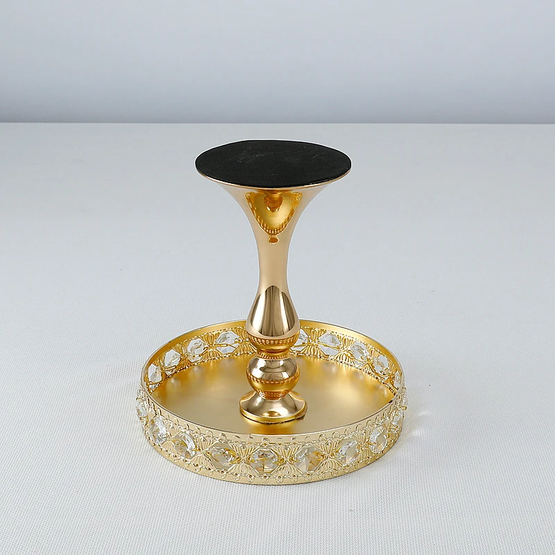 1pcs 8inch/20cm Cake Stand Plate（Gold/Silver） with Crystal Counter decorations  Home Life Accessory