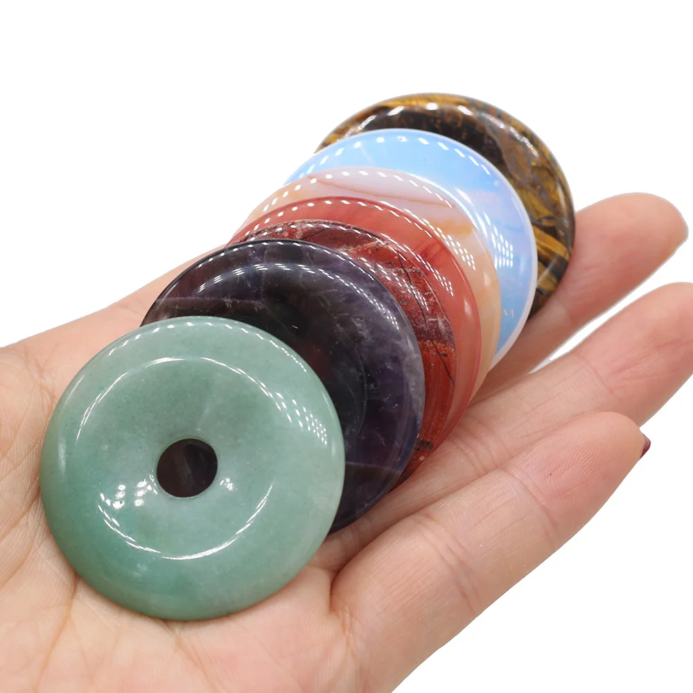 1PC Natural Agates Beads Semi-precious Stone Big Hole Bead Charms for Jewelry Making DIY Pendant Necklace Earring Accessories