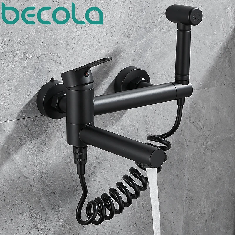 Becola Bathroom Tub Faucet Single Handle Kitchen Mixer Tap With Hand Shower Wall Mounted Bath Faucet Bathtub Faucet