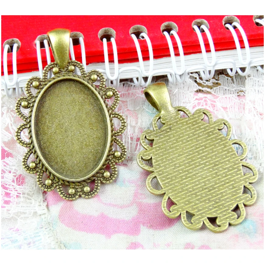 

15pcs 18*25mm Inner Size Antique Bronze Plated Base Cameo Setting Charms Pendants