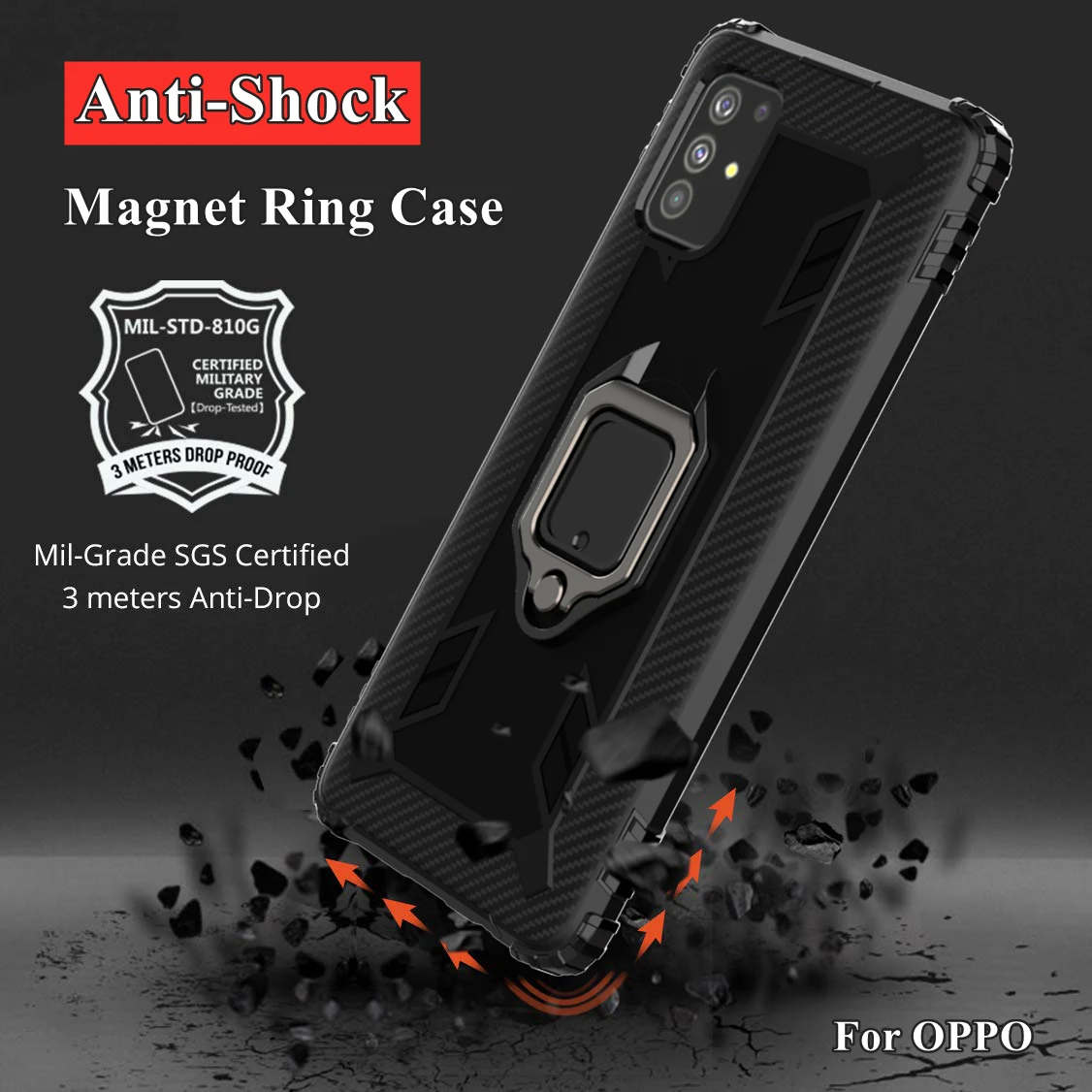 Pierścień odporny na wstrząsy Shell Case dla OPPO A72 A91 A52 A92 A9 A5 2020 A11X Anti Shock magnes pokrywa silikonowa Coque dla OPPO Reno 3 ACE