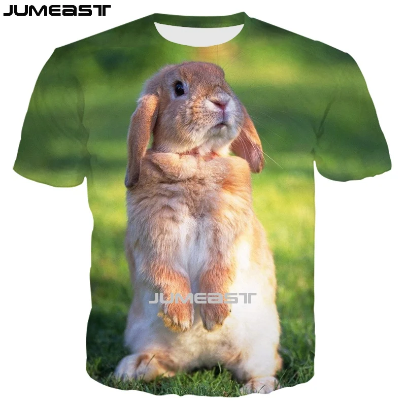 Jumeast Brand Men Women 3D Printed T-Shirt Animal Rabbit Oversized Summer O-Neck Short Sleeve T Shirt Sport Pullover Tops Tees