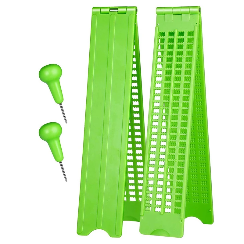 

4 Lines 28 Cells Braille Slate Braille Writing Slate Plastic Braille Slate Kit, Green (2)