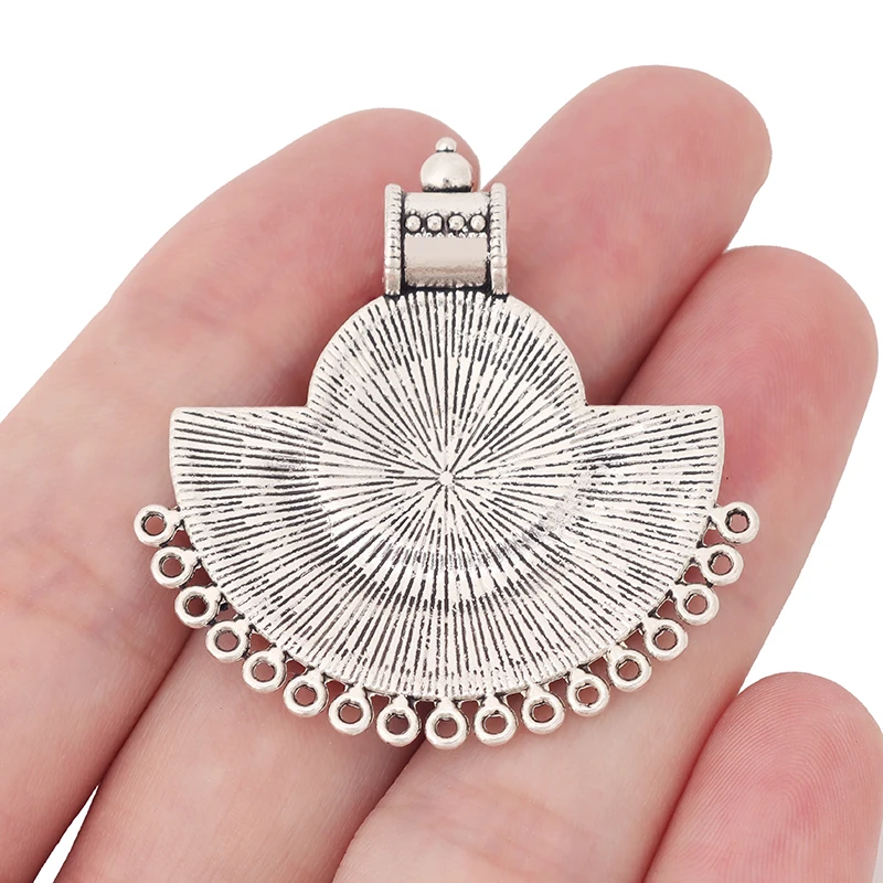 ZXZ 5pcs Tibetan Silver Boho Semicircle Half Circle Chandelier Connector Charms Pendants For Necklace Jewelry Making Findings