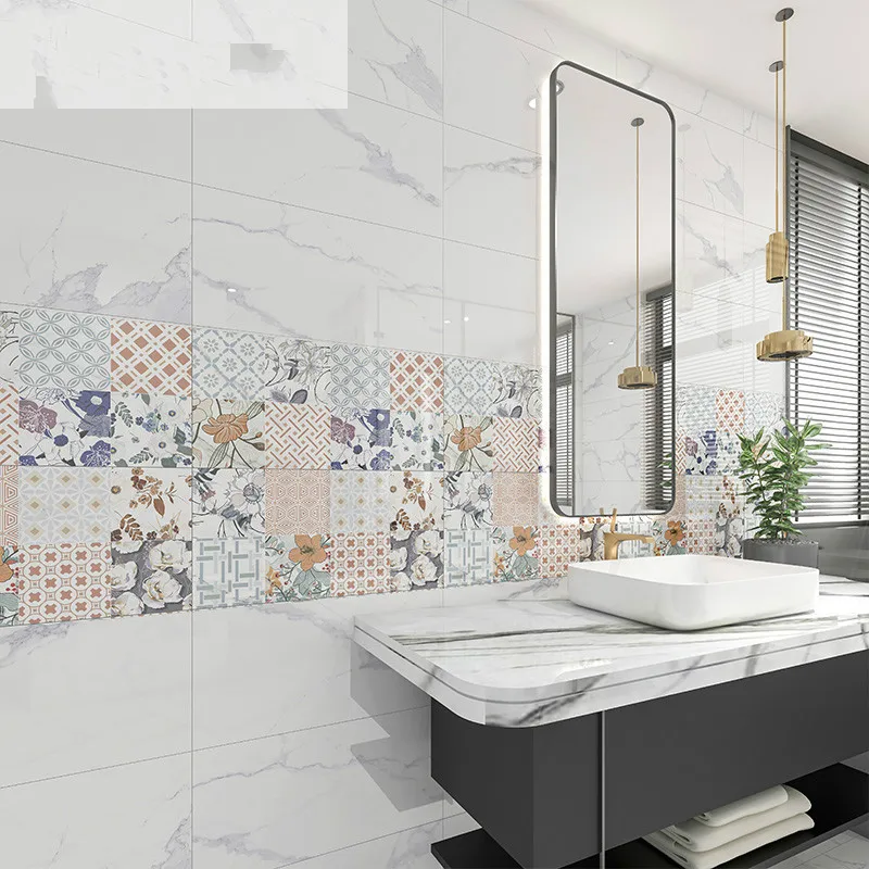 

Tile Simple Kitchen Bathroom Wall Tile Balcony Toilet Porcelain Glazed Tile 300x600 Fish Belly White TZ