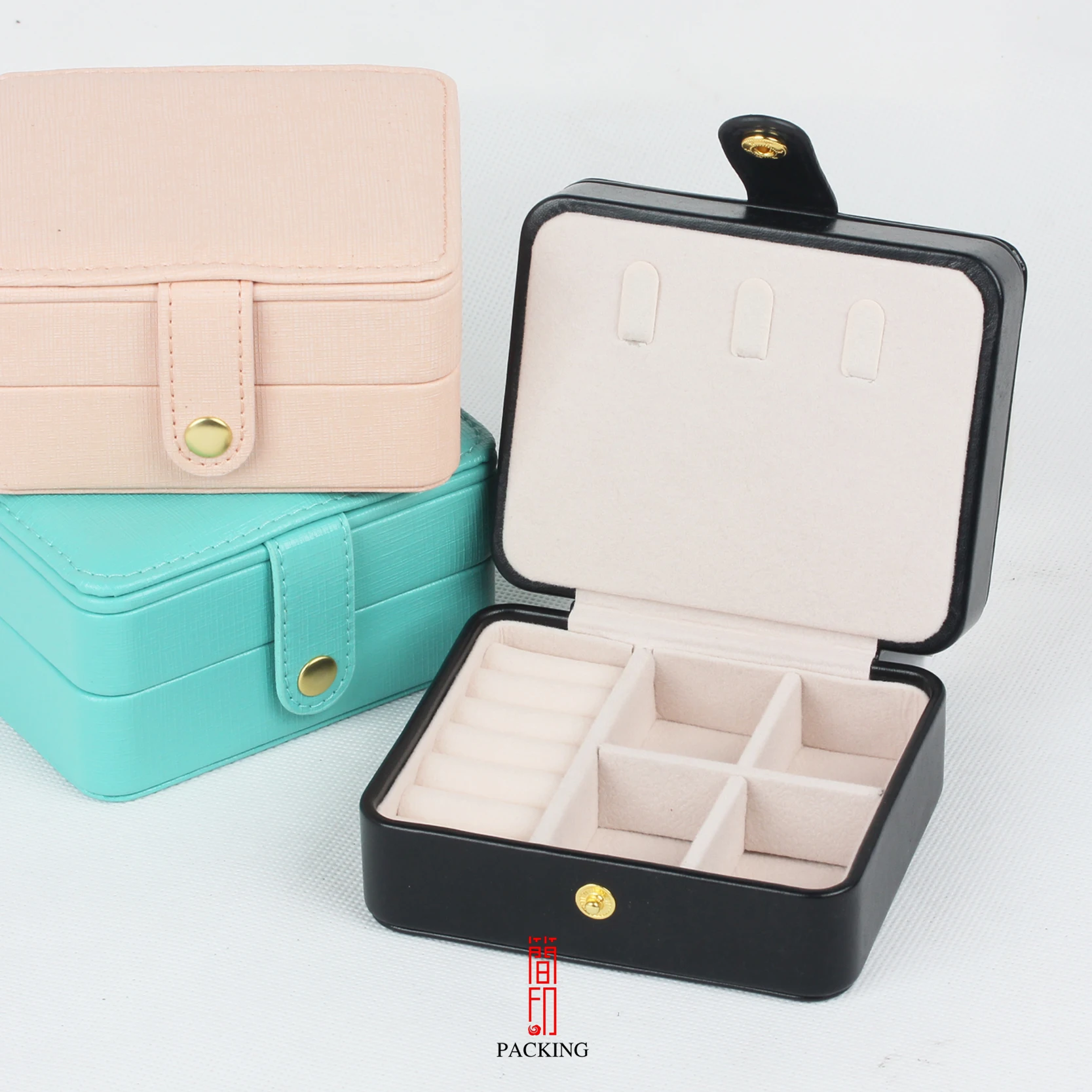 

Mini Jewelry Box with Mirror Zipper PU Leather Travel Earrings Ring Storage Case Necklace Chain Bracelet earring pendant box