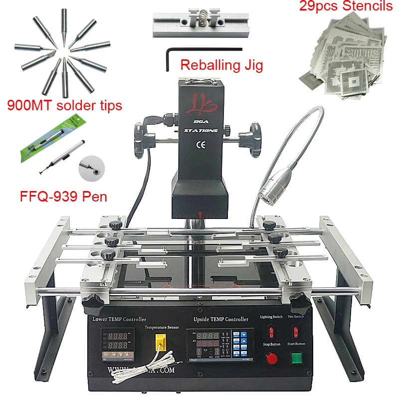 BGA Station 2 Zones Infrared Heater 2300W Repair Soldering Station with BGA Reballing Stencils Kits & Machine Repair Tool