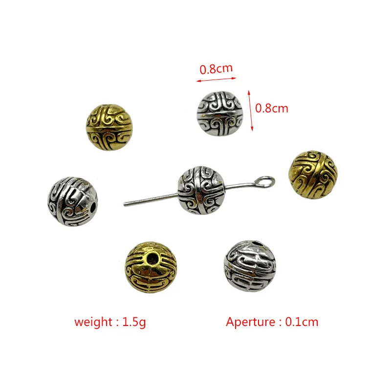 15pcs Moon stars spherical engraved pattern spacer charm jewelry making DIY bracelet necklace accessories loose beads