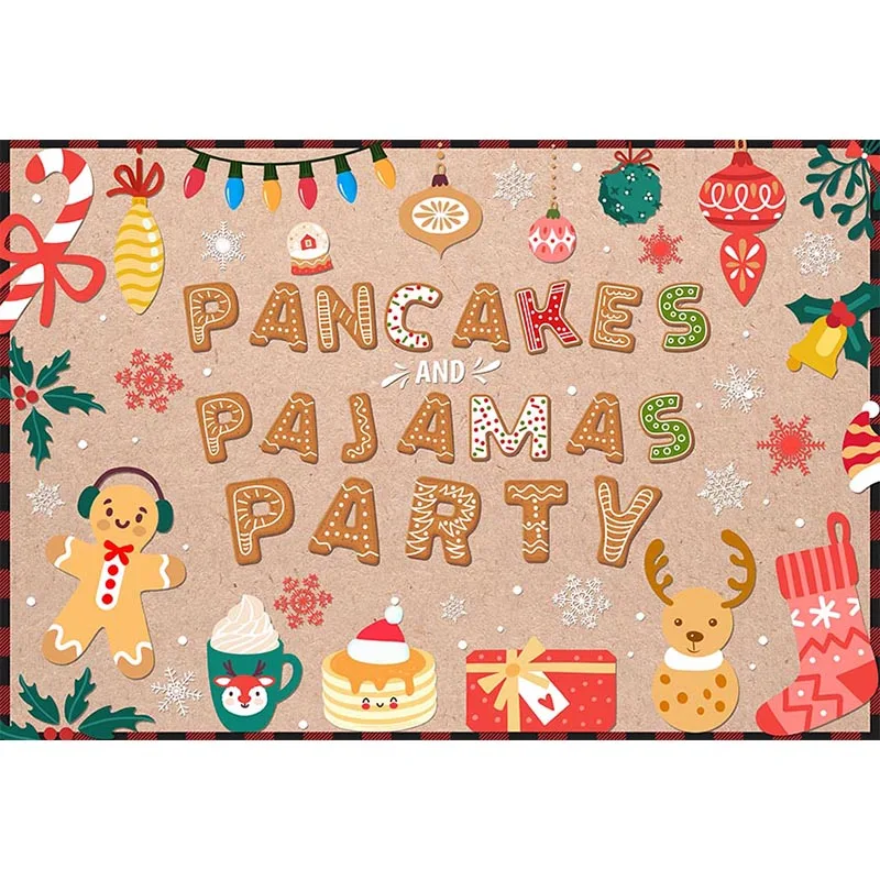 Avezano Christmas Backdrop Gingerbread Pancake Pajamas Party Gift Winter Snowflake Photography Background Photo Studio Photozone