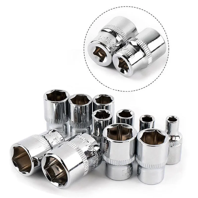 11Pcs 1/4 Inch Drive Diepe Socket Set Dopsleutel Hoofd Mouw Dubbele Crv Handgereedschap 6 Punt Lange Socket hex Reparatie Tool