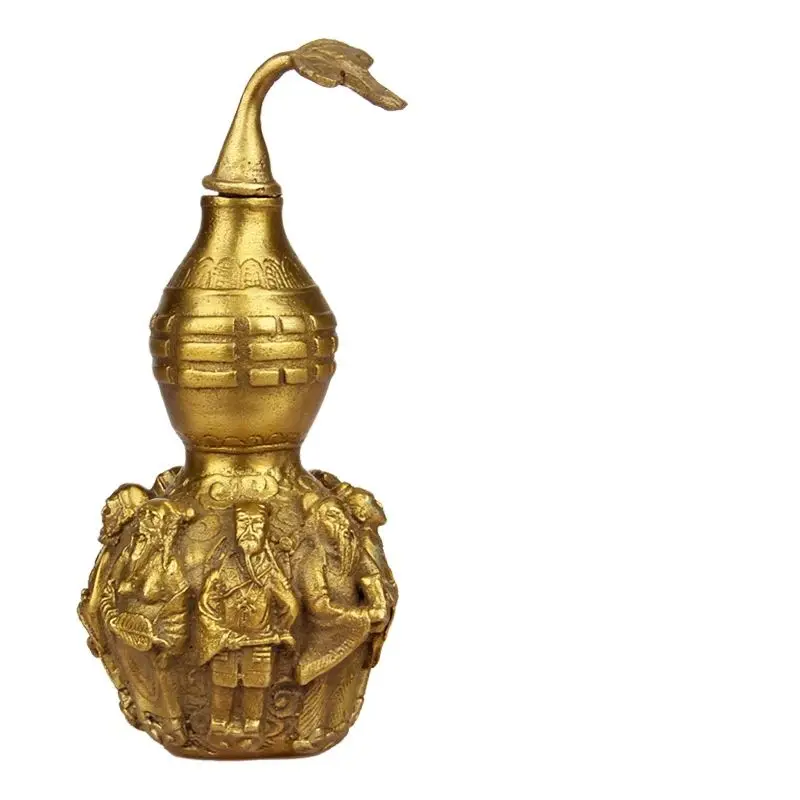 Chinese Fengshui Brass Gilt Eight Immortals God Gourd Cucurbit Bronze Calabash Statues for Decoration Collection Ornaments