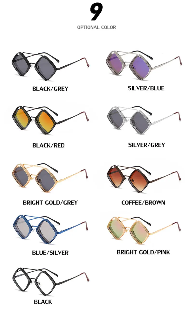 Mimiyou SteamPunk Hohle Rhombus-Sonnenbrille für Herren, Retro-Legierungs-Sonnenbrille für Damen, modische Brillen, Marke UV400, Brillen, Sonnenbrillen – Detail 11