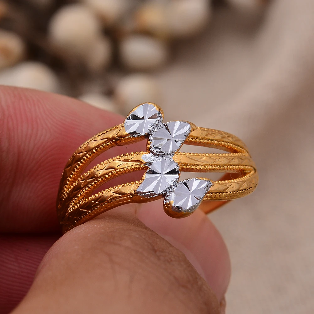 Dubai France Luxury Female Gold Color Rings For Women Girl Wedding Bijoux Africaine Dubai Ring