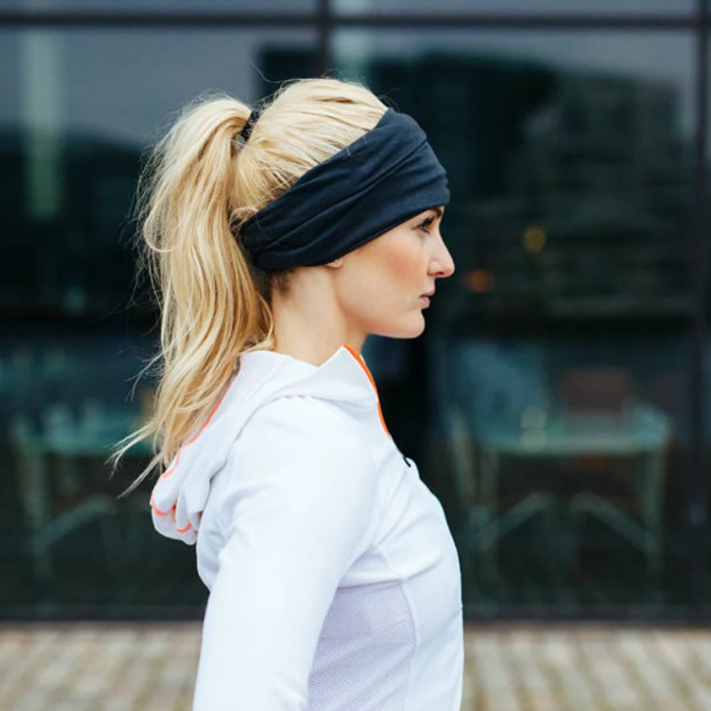 Nuove donne ampio Sport Yoga fascia per capelli fascia per capelli elastica solida fascia per capelli in esecuzione turbante testa avvolgere sciarpa