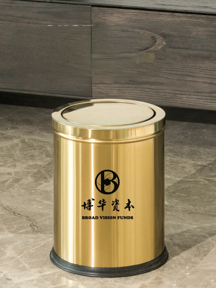 

Metal Bedroom Golden Trash Can 304 Stainless Garbage Cute Trash Can Office Accessories Basurero Cocina Household Merchandises