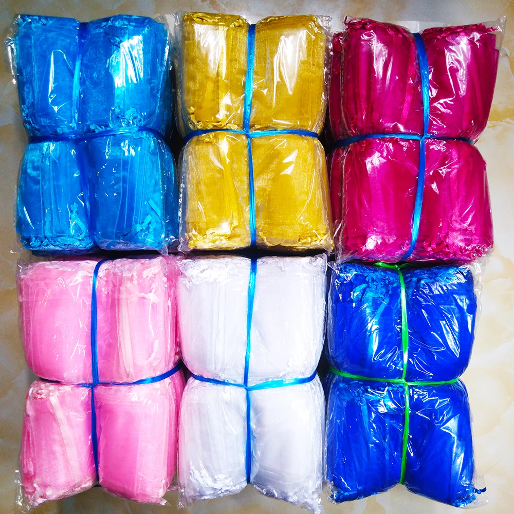 1000pcs/Lot 7x9 9X12 10x15 13x18cm Organza Bag Pouch Christmas Jewelry Packaging & Display Pouches Wedding Party Gift Bags