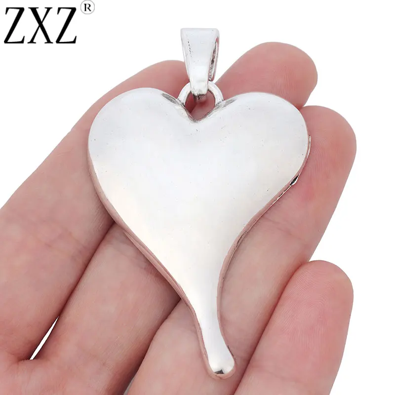 2pcs Large Bohemian Simple Heart Charms Pendants for Necklace Jewelry Making Findings 70x42mm