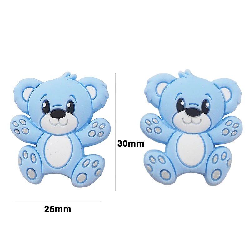 Chenkai 10PCS Silicone Bear  Beads Baby Shower Teething Infant Baby Round Beads DIY Infant Pacifier Chain Necklace Making