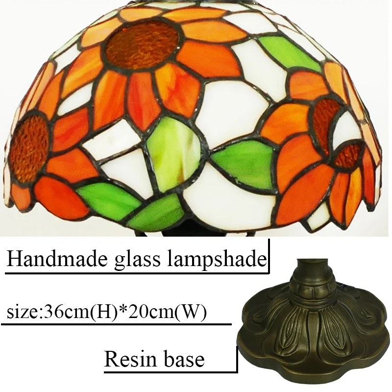 Table lamp Tiffany Art Creativity Mediterranean Style E27 Bedside Lamp Stained Glass Lampshade For Nightstand Bedroom Study