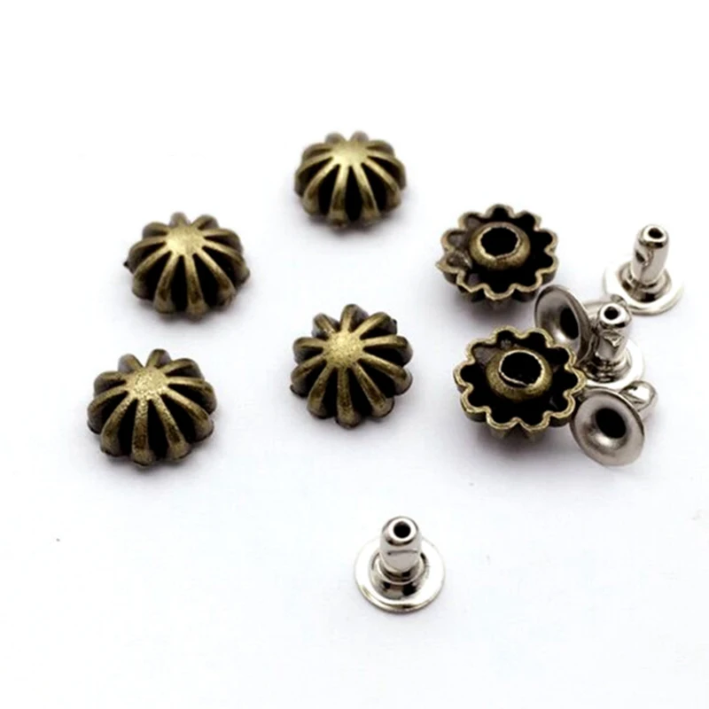 9mm Pumkin Daisy Punk Bracelet Rivets Cap Stud Leather Craft Wallet Bag Hat Shoe Clothes Jeans Chocker Trims Jewelry Accessories