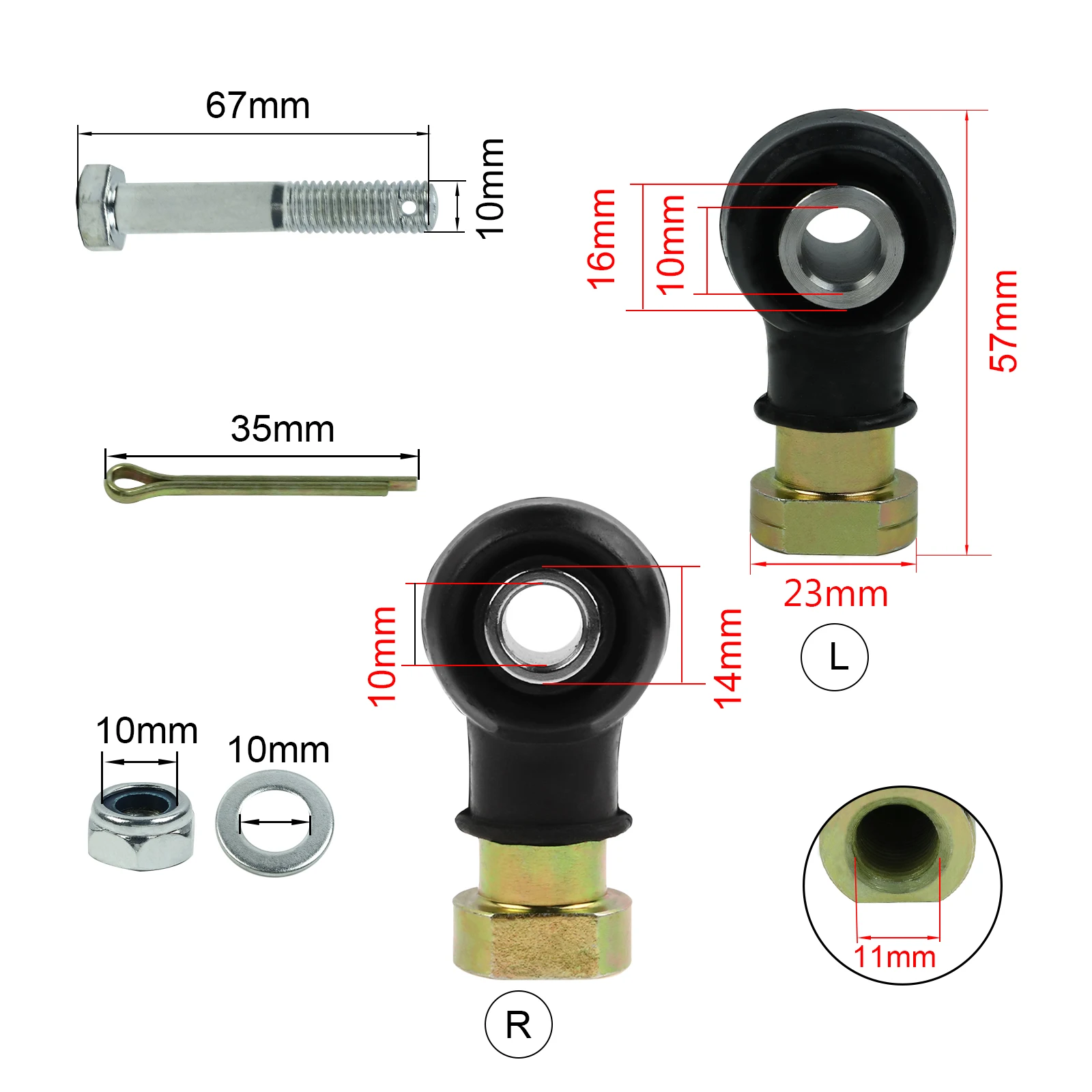 1Set L&R Tie Rod End Kit for Polaris Sportsman 500 570 800 Trail Boss 325 330 Magnum 500 Forest Ball Joint 7061019 7061034 image 2