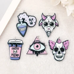 10Pcs Halloween Charms Demon Baphomet Clown Eye Slime BoysTears Open Coffee Cup Crafts Flatback Acrylic Findings For Jewelry Diy