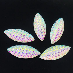 20*50mm AB Flatback Resin Horse eye Rhinestone applique Crystals Stones Strass DIY Wedding Dress Button Crafts -T06*5