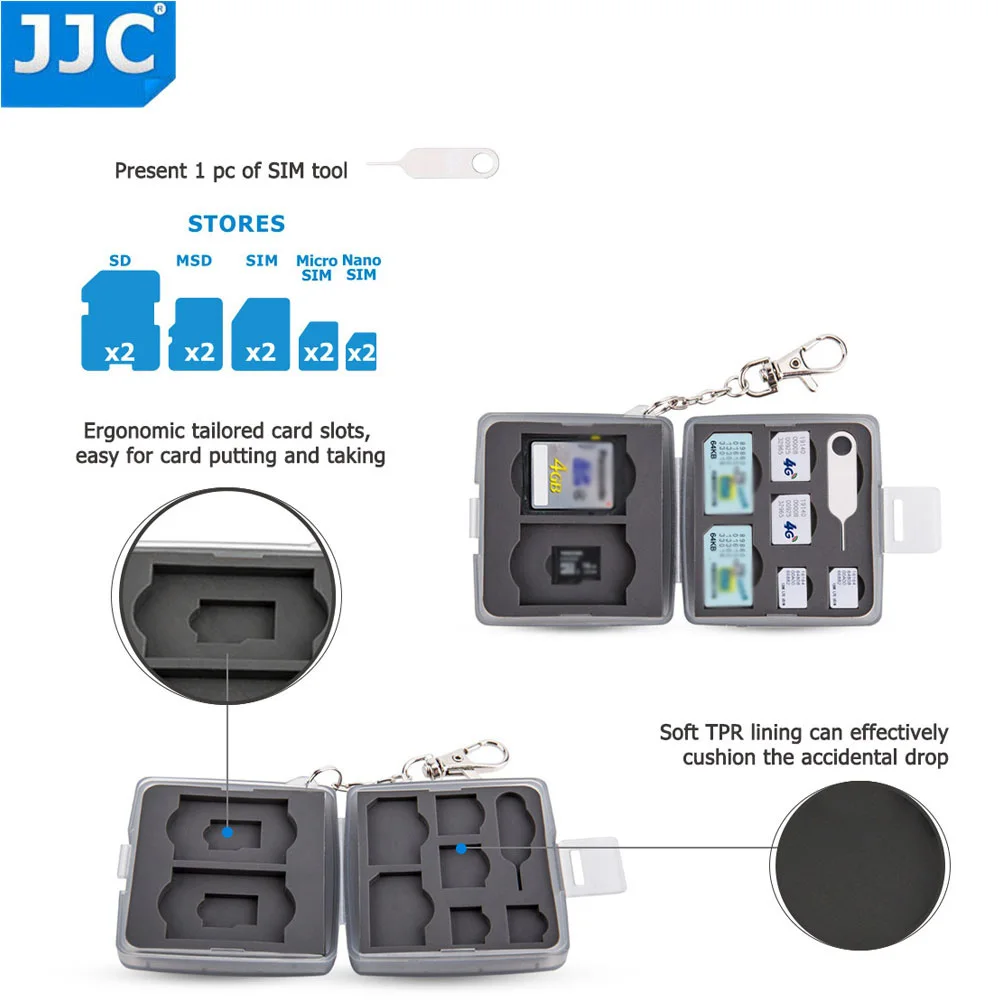 JJC المياه مقاومة حامل تخزين ذاكرة الكاميرا بطاقة حقيبة SD MSD 2 SIM مايكرو SIM نانو سيم بطاقات حالة
