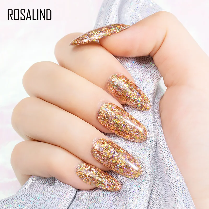 ROSALIND 5ML Neon Rainbow สีเจลทาเล็บ Hybrid เคลือบเงา Platinum Gel ชุดวาดเขียนสำหรับเด็กสำหรับเล็บกึ่งถาวรฐาน Gellak