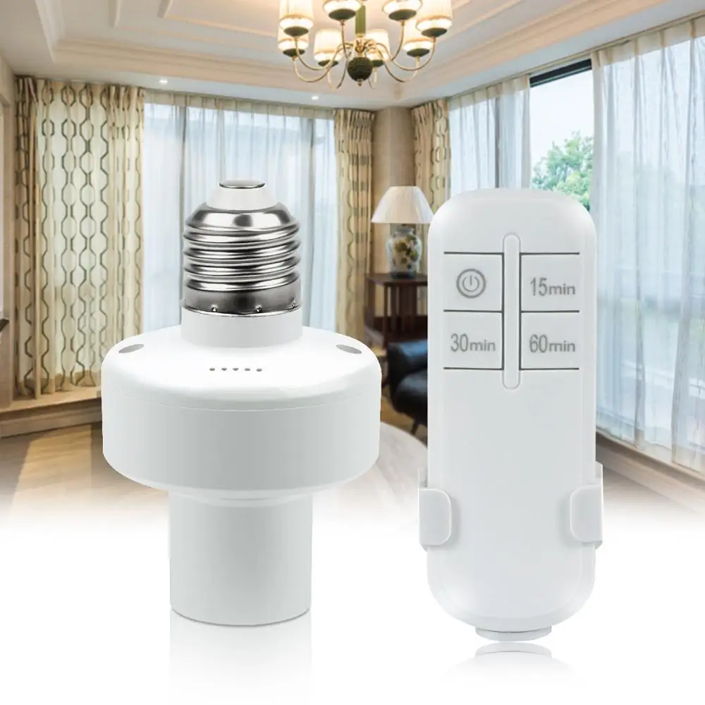 

Portable Wireless Remote Control E27 lamp Holder Socket Adapter with Remote Timer Switch for LED Bulb 110V/220V