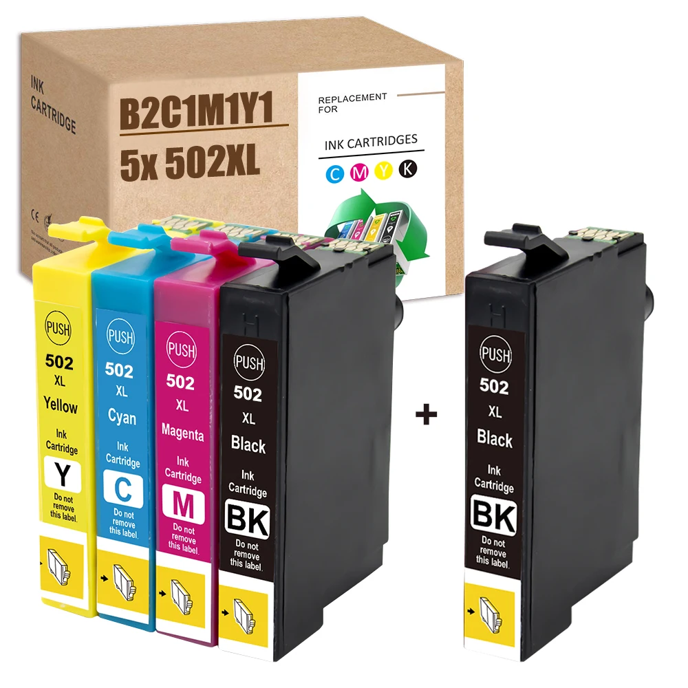 HS T502XL Cartridge Compatible for Epson 502XL Printer Ink for WF2860DWF,WF-2860DWF,WF2865DWF,WF-2865DWF,XP-5100 Ink,XP-5105 Ink