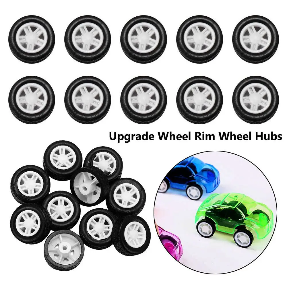 10pcs Children Toys Tires Upgrade Wheel Rim Wheel Hubs Rubber Tires RC Car Spare Parts Accessories 1.5X4.5X13.5mm