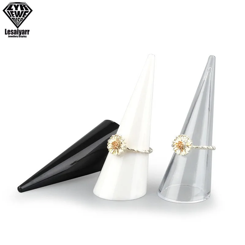 

Wholesale 5/10 pcs/lot Acrylic Cone Finger Ring Jewelry Display Stand Holder Photography Props Showcase Organizer Rack