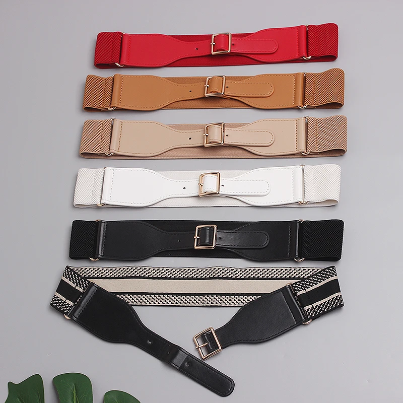 

Women fashion designer stretch belt spring summer 2021 black brown white red belts dress shirts waistband corset