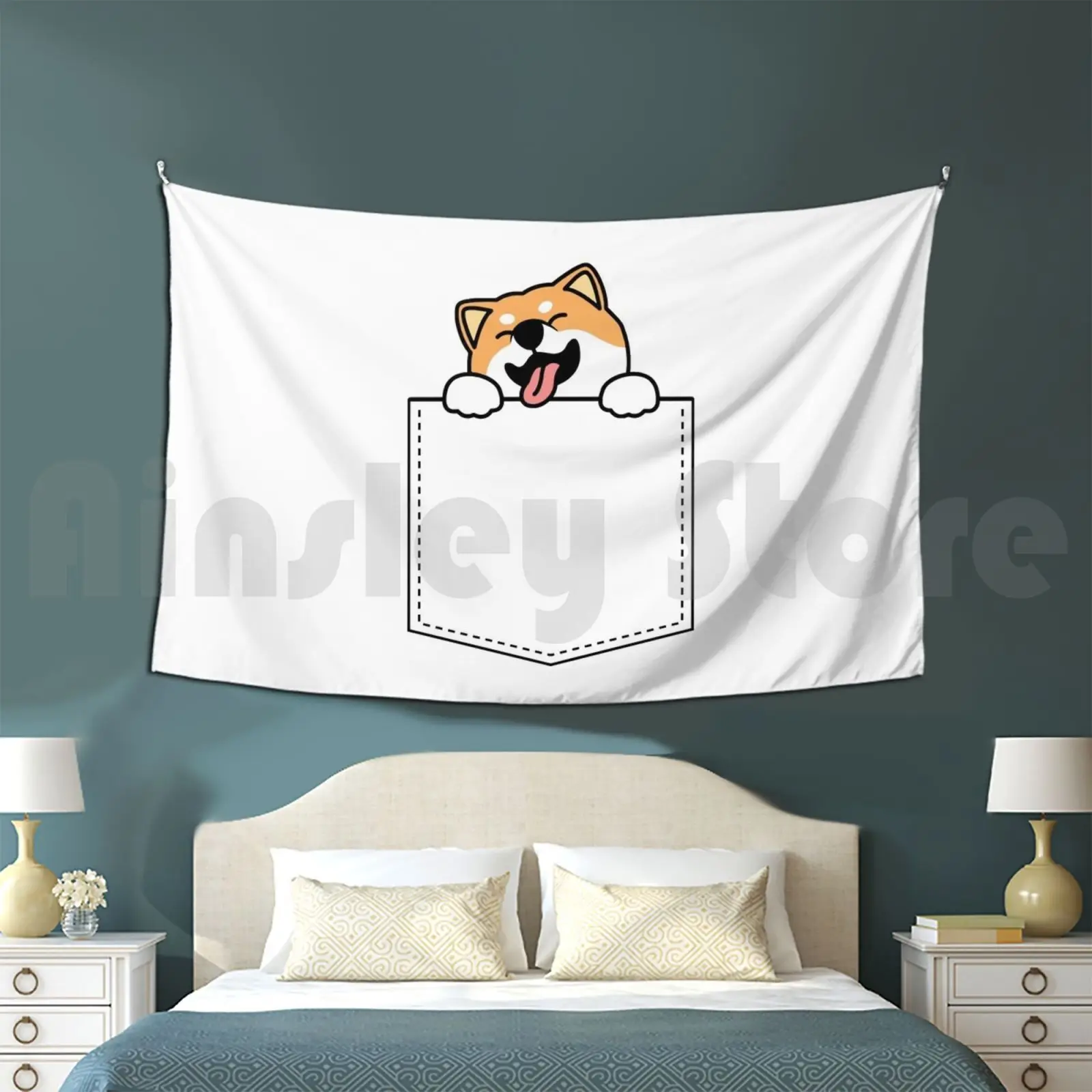 Shiba Inu In Pocket Funny Cute Puppy Tapestry Living Room Bedroom Shiba Inu Dog Shiba Inu Shiba Inu Rescue Shiba Inu