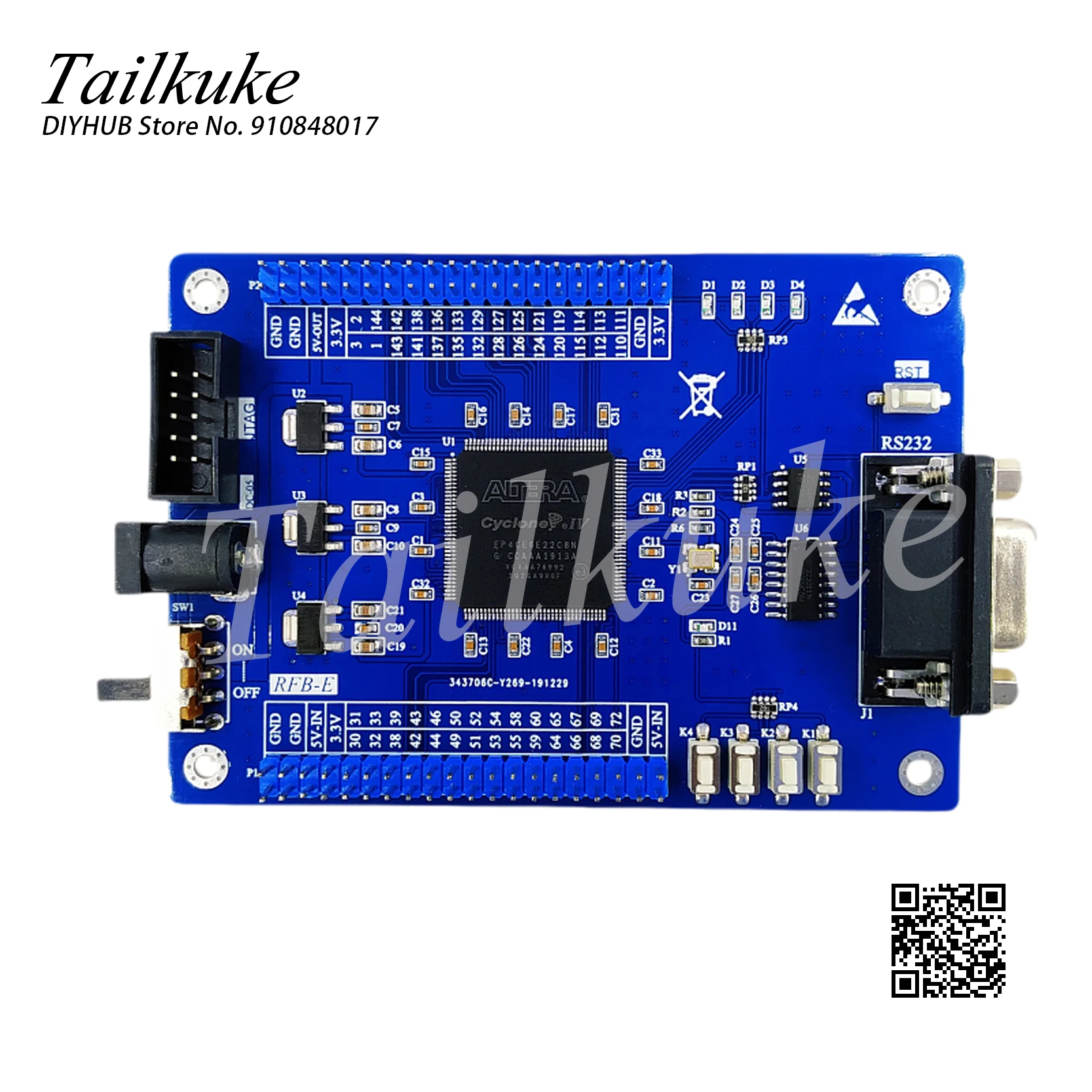 

FPGA Development Board Cyclone IV EP4CE6E22C8 EPCS4 RS232 RFB-E