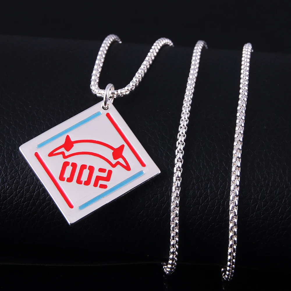 Anime DARLING in the FRANXX 02 Zero Two Necklace Code 002 Red Devil Horn Pendant Necklace for Women Men Jewelry Cosplay Props