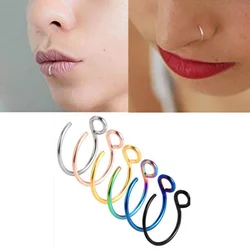 1Pcs Stainless Steel Fake Nose Ring Cheater Lip clip Hoop Piercing Labret Non Piercing Nose Jewelry Industrial Body Jewelry