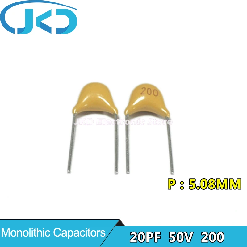 100Pcs 50V 20PF 200 Monolithic Ceramic Capacitor