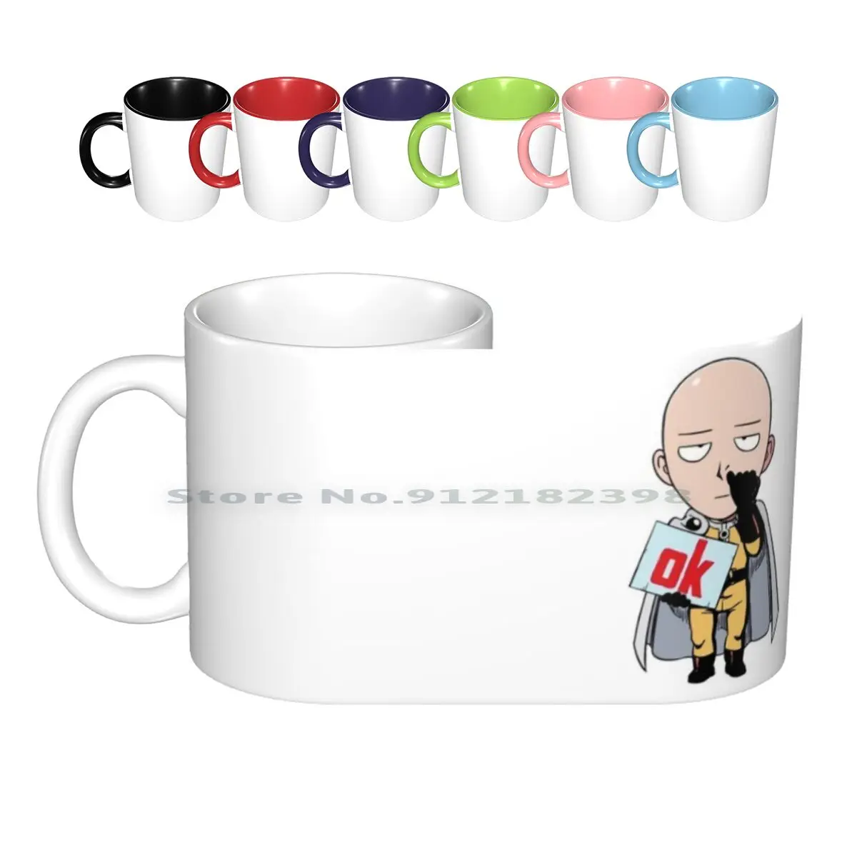 Punch-One-Ok Ceramic Mugs Coffee Cups Milk Tea Mug Meme One Anime Okay Oke Man Ok Manga Comic Creative Trending Vintage Gift