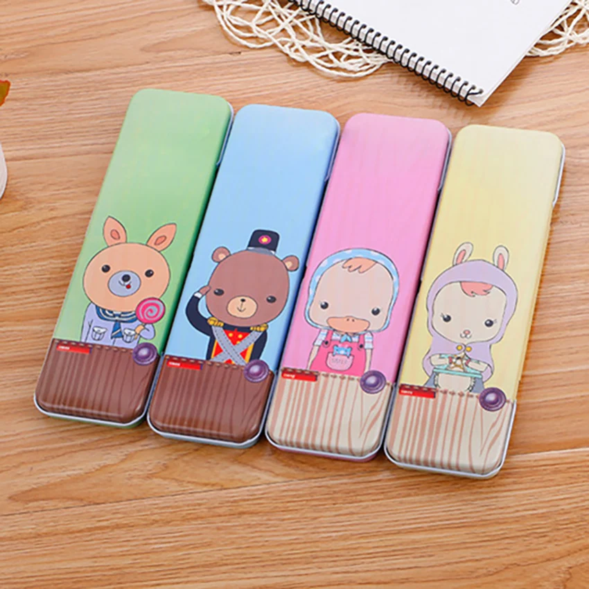 1PC Portable Cartoon Animal Pencil Case Creative Pencil Box Stationery Box For Student Kids Pencil Cases Storage Box 20*6*1.5cm