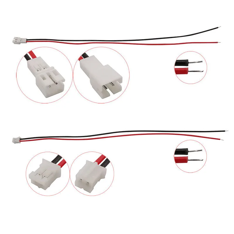 5Pair PH2.0 2Pin JST Wire Connectors Pitch 2.0mm JST 2P Micro Male Plug Female Jack DIY Electrical Cable Adapter 10/15/ 20CM