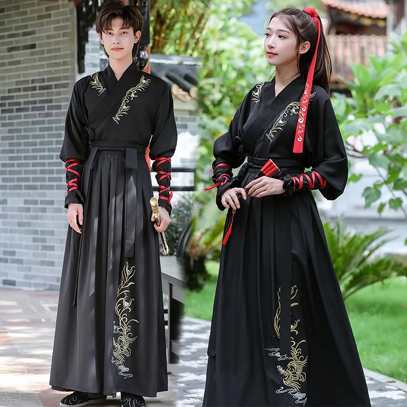 Chinese Ancient Embroidery Costumes Hanfu Dress Folk Dance Clothes Classical Swordsman Clothing Traditional Kung Fu Cosplay