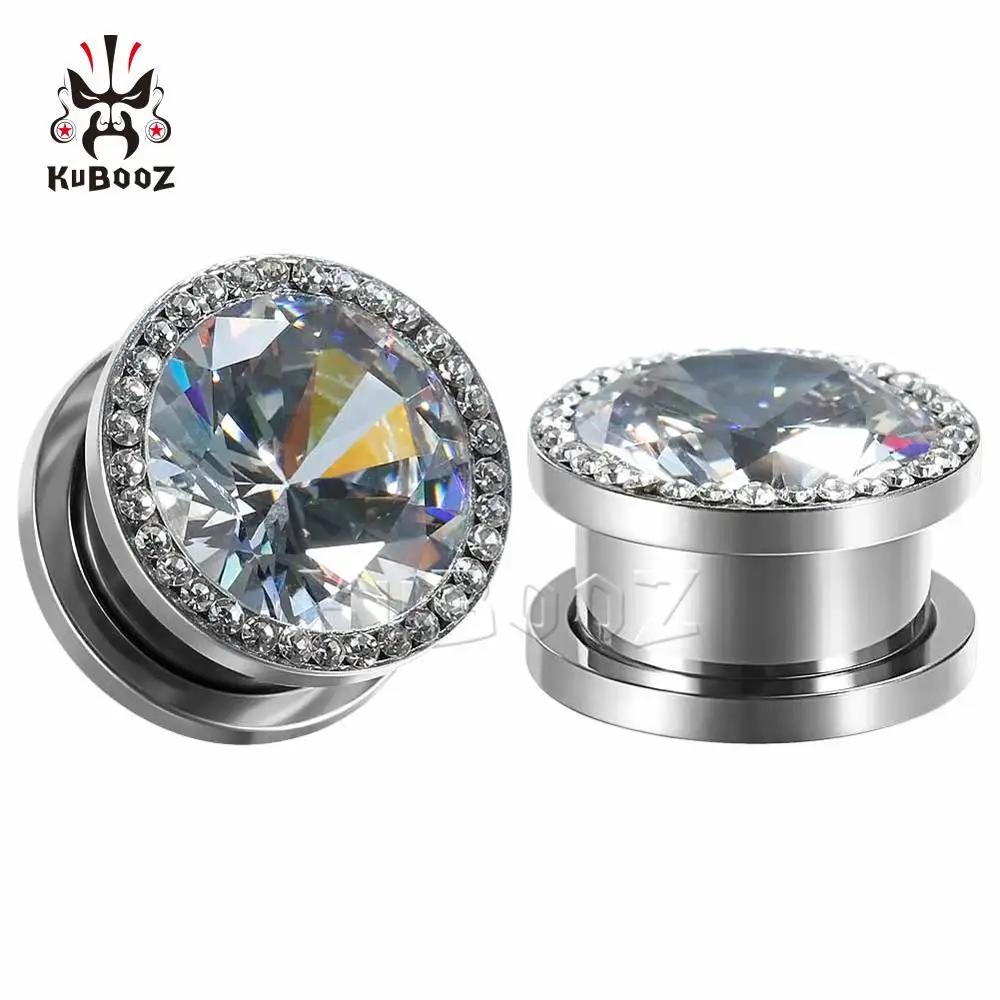 KUBOOZ Fashion Stainless Steel Ear Gauges Plugs Tunnel Expander Screw Earrings Body Piercing Jewelry Stretchers Rings 2PCS