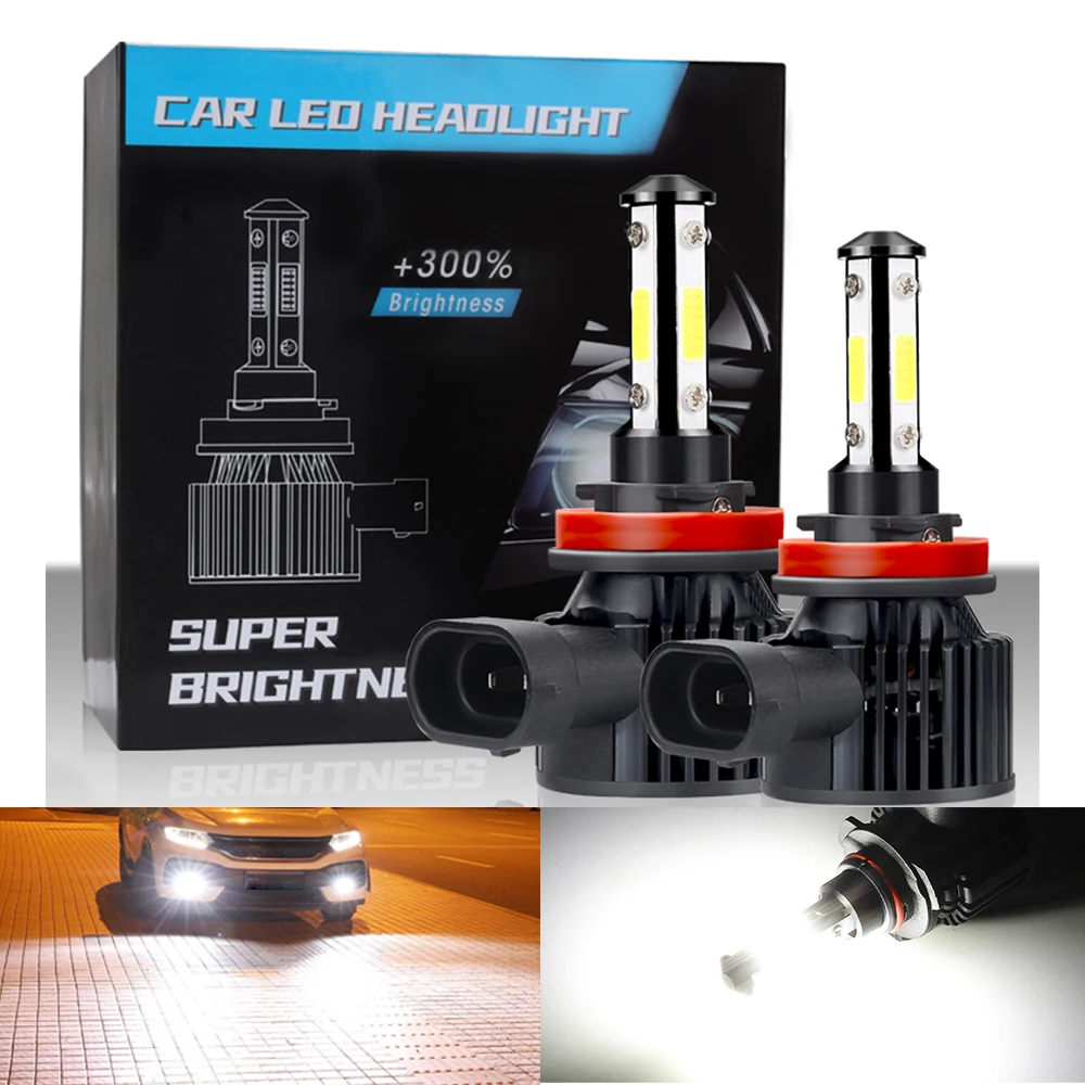 

2X 14400LM 4 Sides H4 H7 LED Headlight Turbo 9005 HB3 9006 HB4 LED H8 H11 Bulb 6500K White Lamp 360 Degree Diode Auto Fog Light