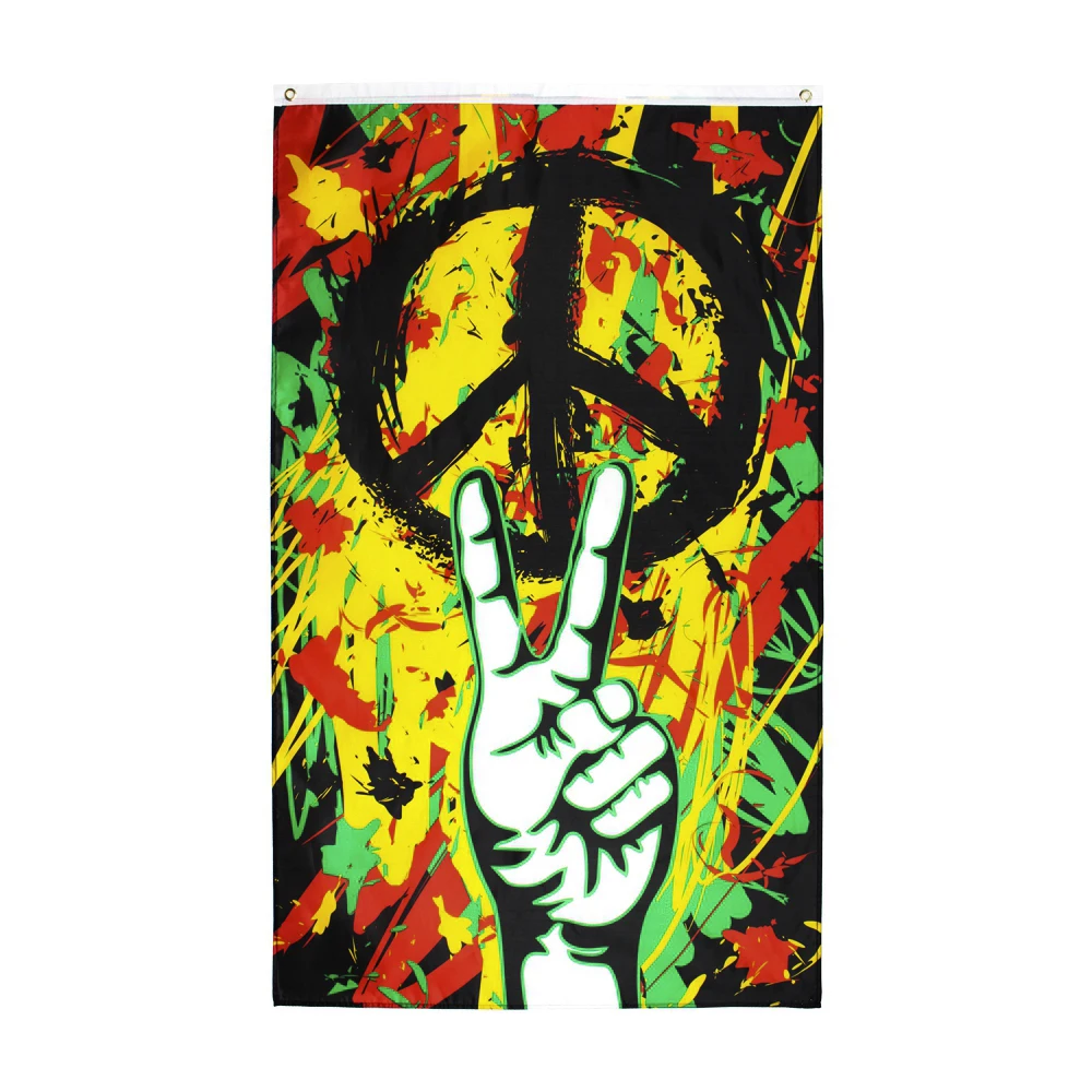 FLAGLAND 90x150cm Rasta Peace Grafitti Flag of BOB Marley Reggae Hippie Band